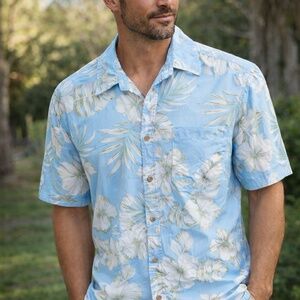 Cooke Street Honolulu Hawaiian Shirt 🌺 Blue Floral Aloha Shirt Size Medium